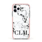 Marble Black Initials Personalised Apple iPhone 11 Pro in Silver with Pink Impact Case