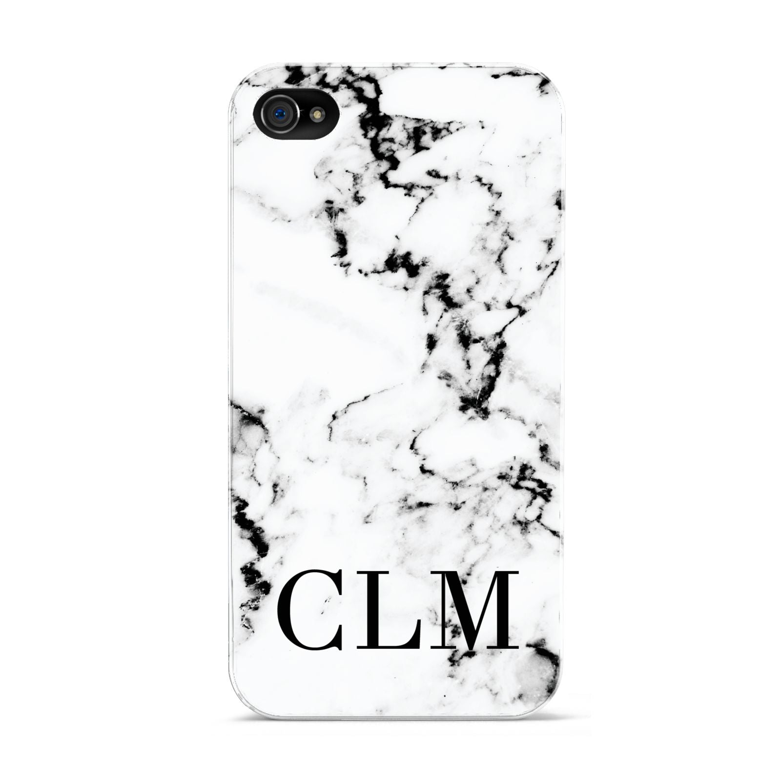 Marble Black Initials Personalised Apple iPhone 4s Case