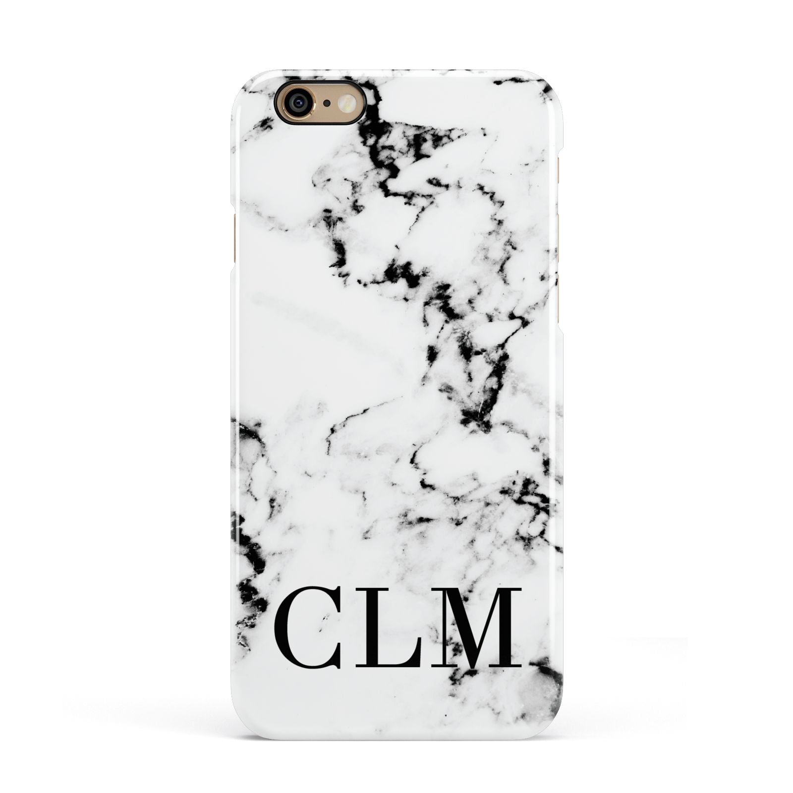 Marble Black Initials Personalised Apple iPhone 6 3D Snap Case
