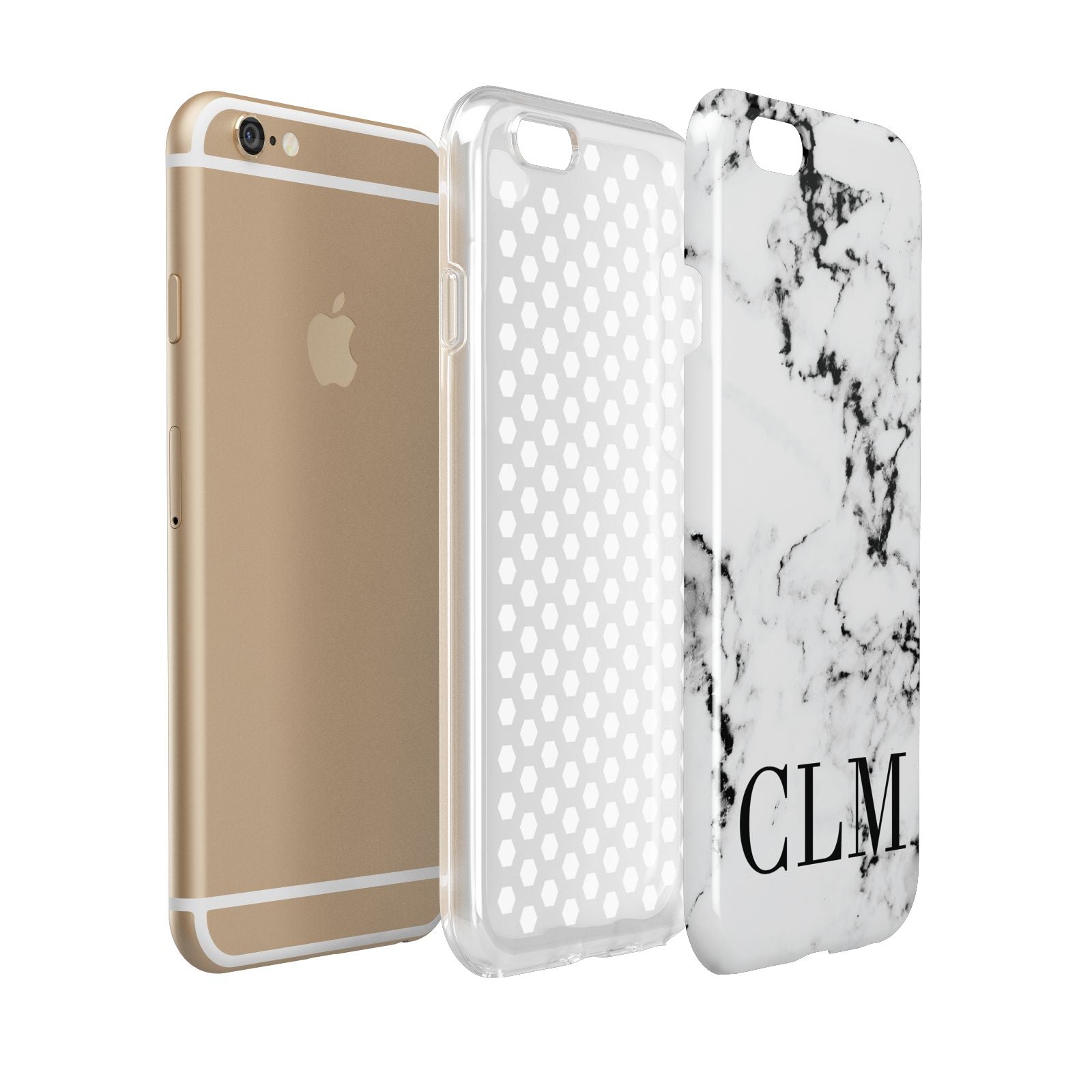 Marble Black Initials Personalised Apple iPhone 6 3D Tough Case Expanded view