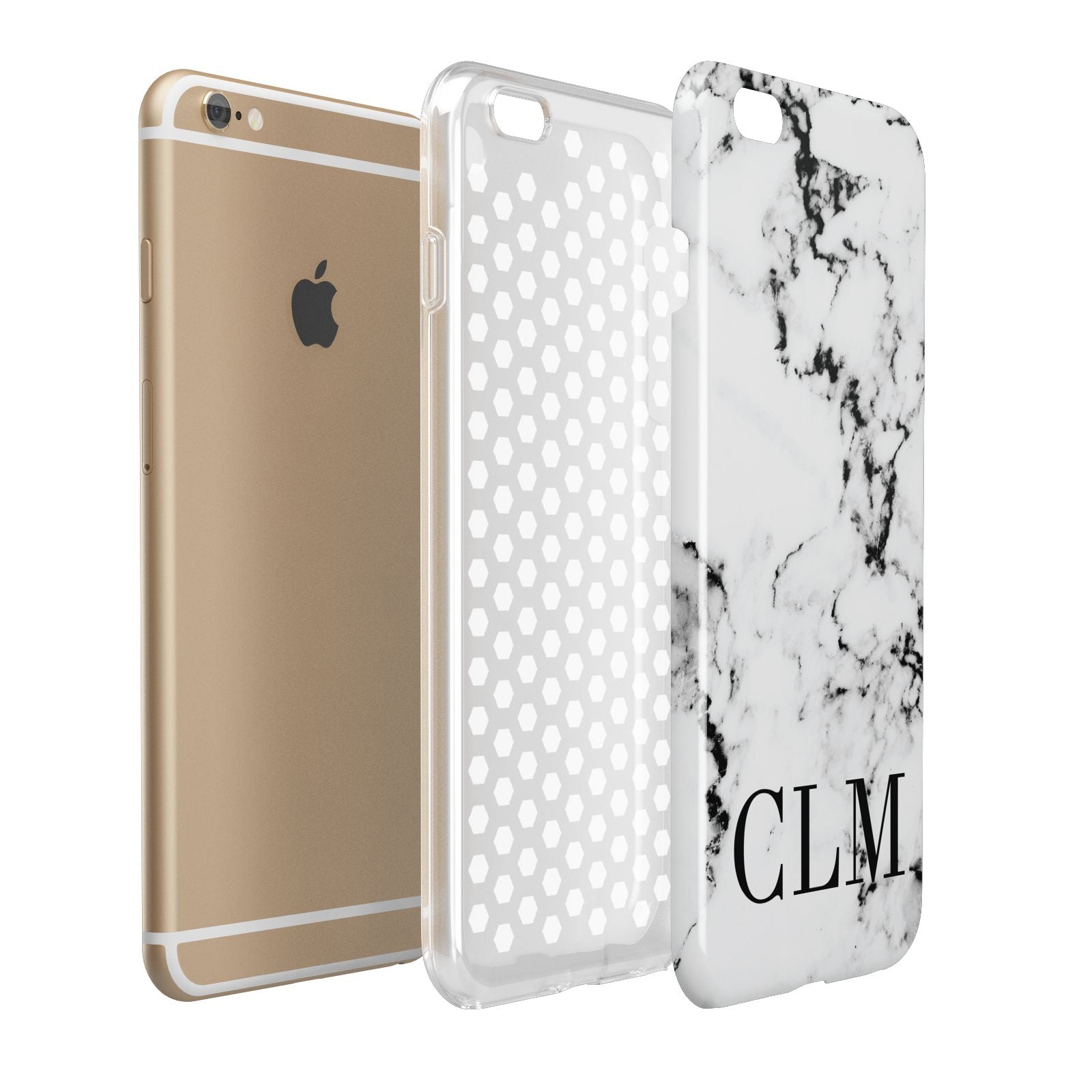 Marble Black Initials Personalised Apple iPhone 6 Plus 3D Tough Case