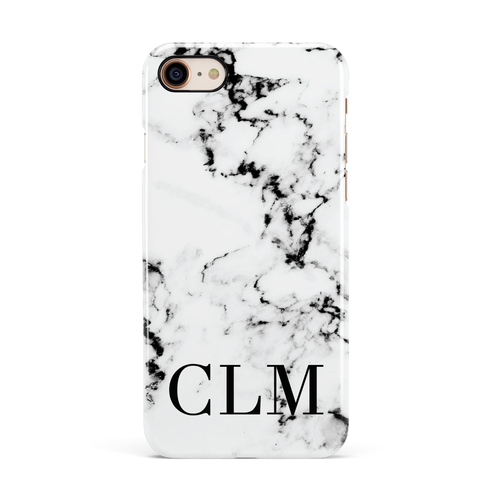 Marble Black Initials Personalised Apple iPhone 7 8 3D Snap Case