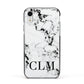 Marble Black Initials Personalised Apple iPhone XR Impact Case Black Edge on Silver Phone
