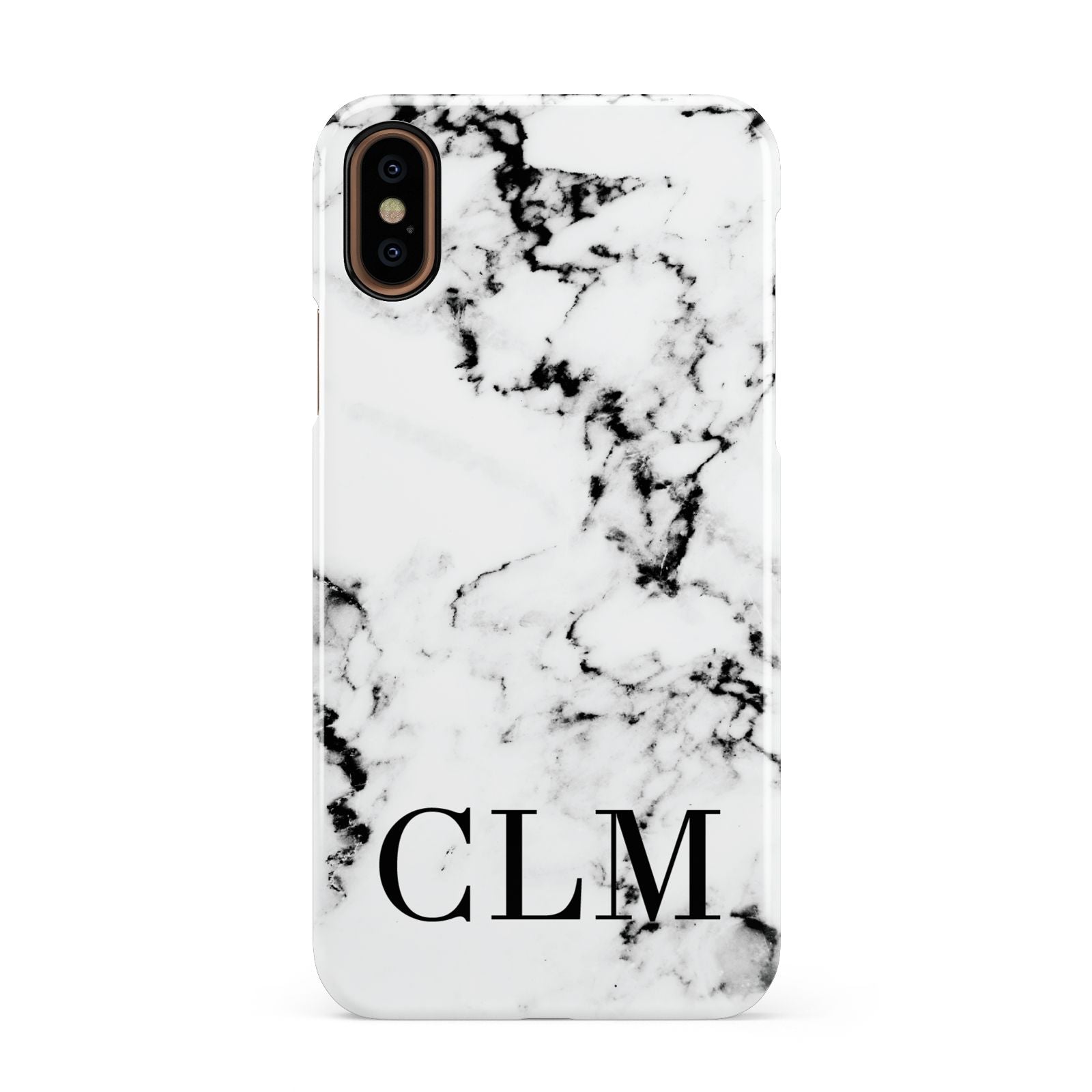 Marble Black Initials Personalised Apple iPhone XS 3D Snap Case
