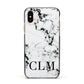 Marble Black Initials Personalised Apple iPhone Xs Impact Case Black Edge on Gold Phone