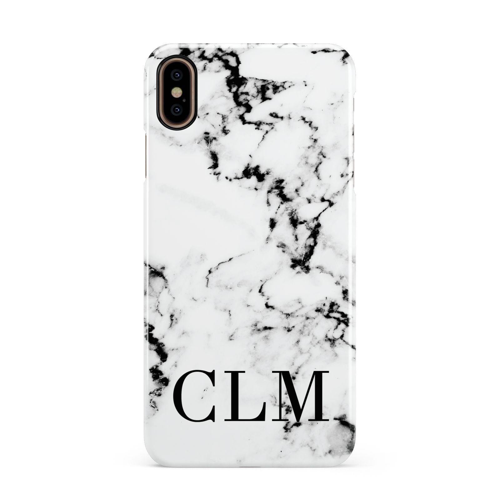 Marble Black Initials Personalised Apple iPhone Xs Max 3D Snap Case