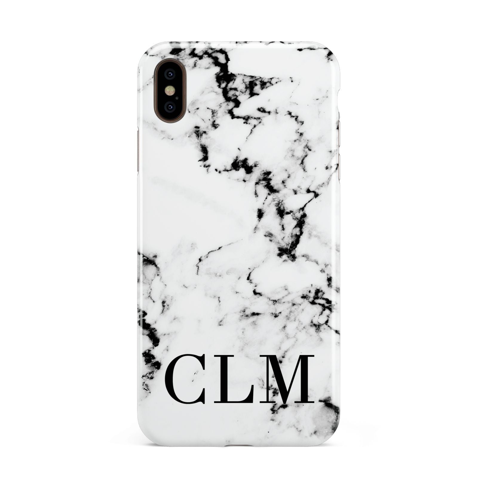 Marble Black Initials Personalised Apple iPhone Xs Max 3D Tough Case