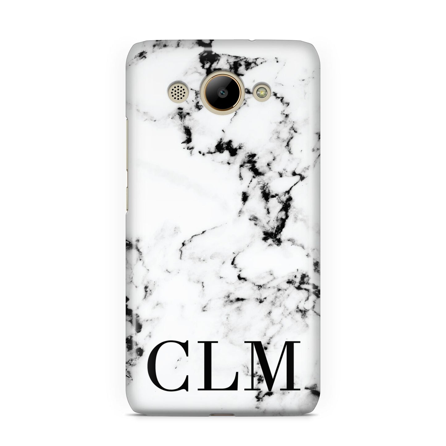 Marble Black Initials Personalised Huawei Y3 2017