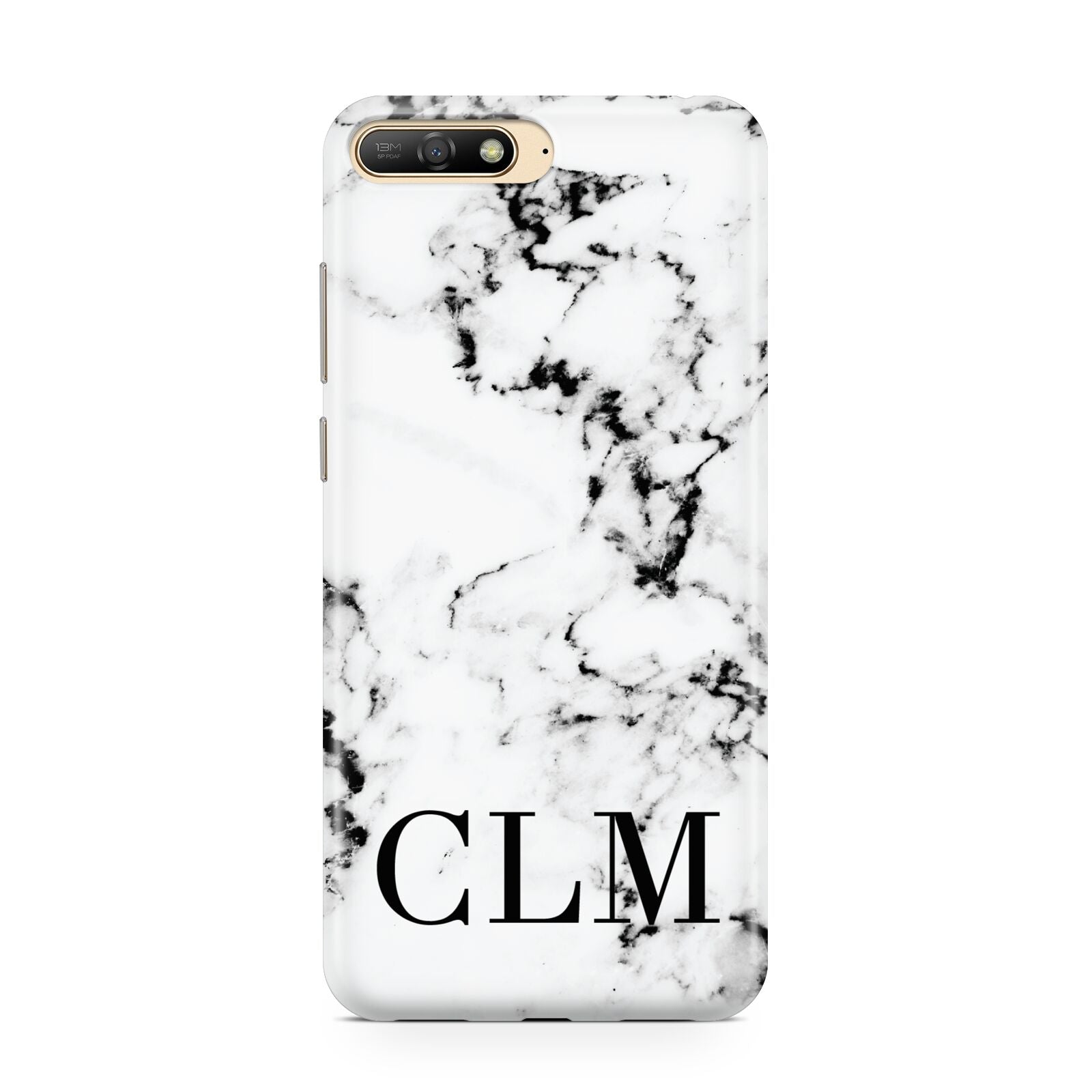 Marble Black Initials Personalised Huawei Y6 2018