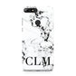 Marble Black Initials Personalised Huawei Y7 2018