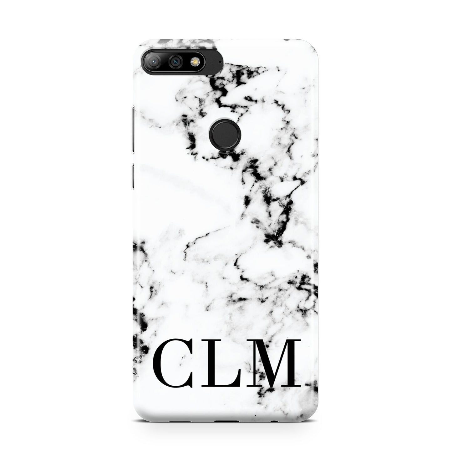 Marble Black Initials Personalised Huawei Y7 2018