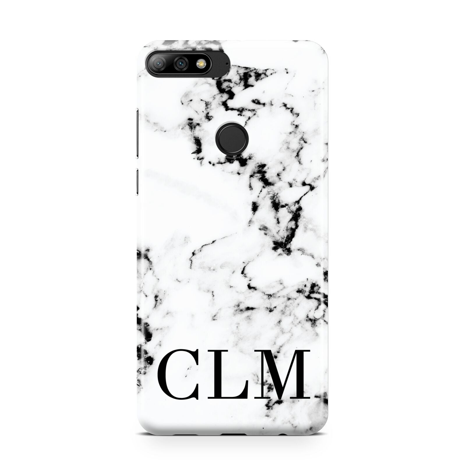 Marble Black Initials Personalised Huawei Y7 2018