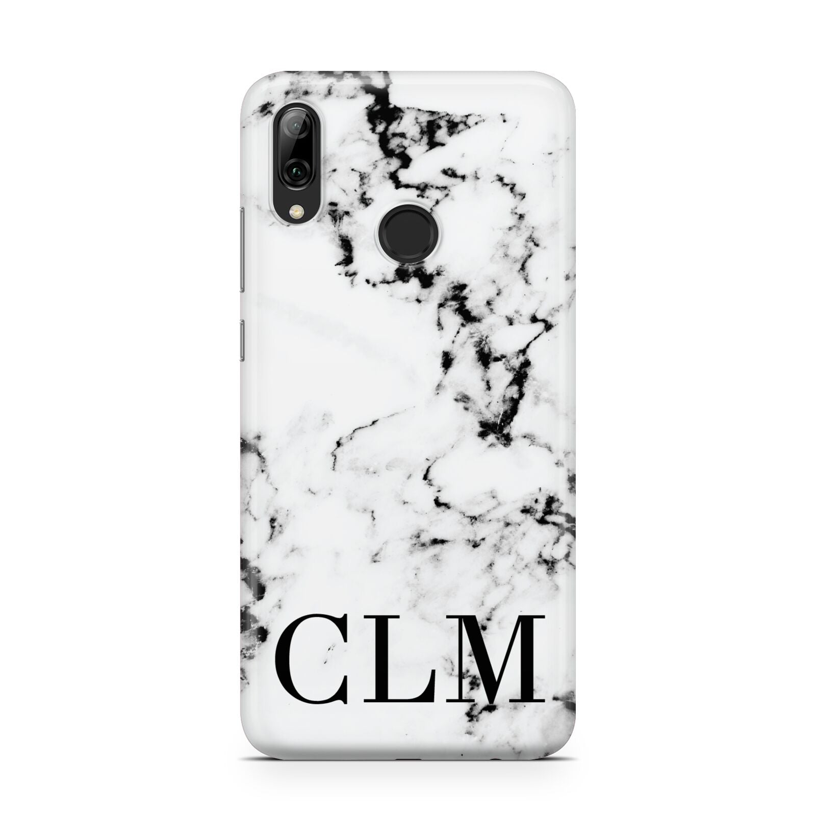Marble Black Initials Personalised Huawei Y7 2019