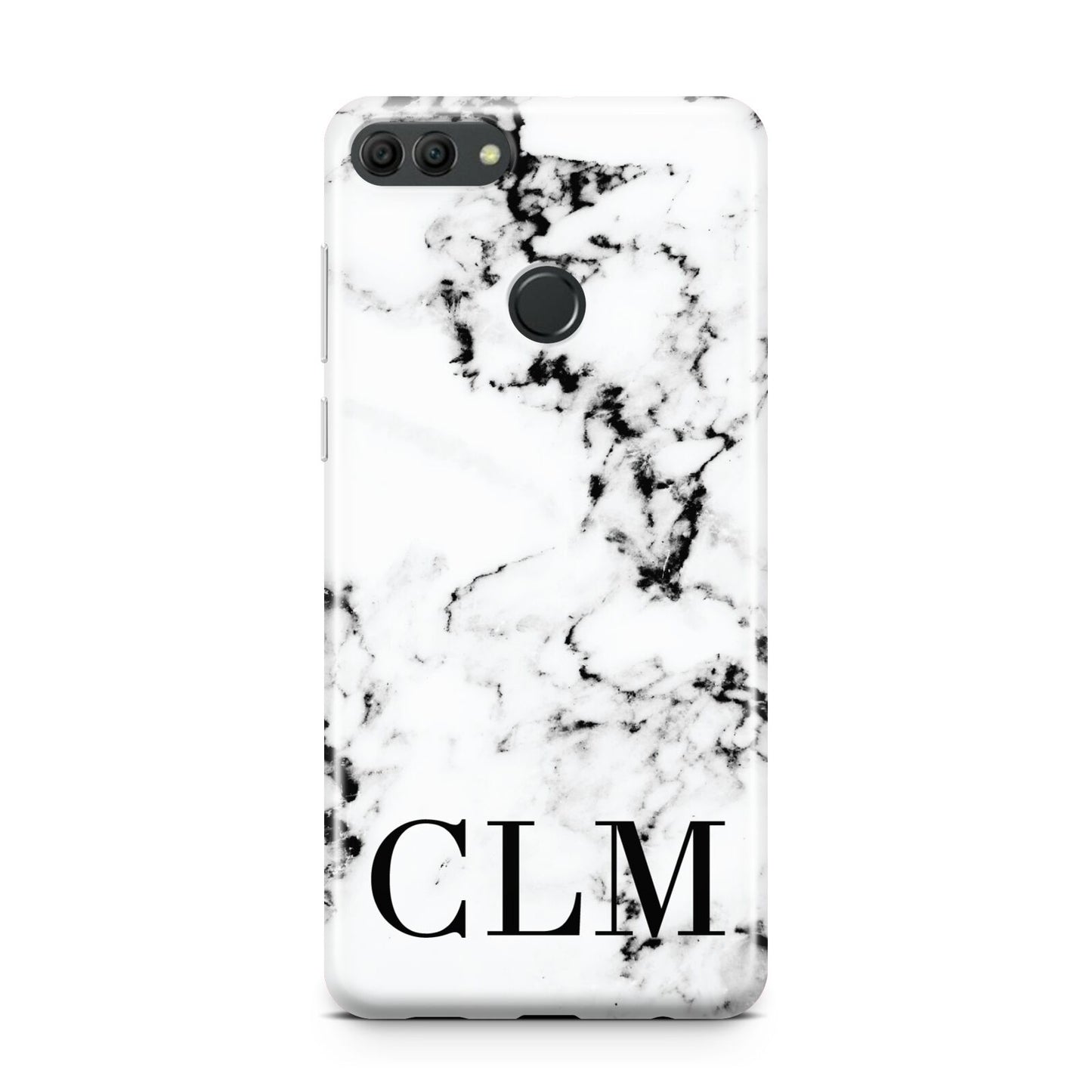 Marble Black Initials Personalised Huawei Y9 2018
