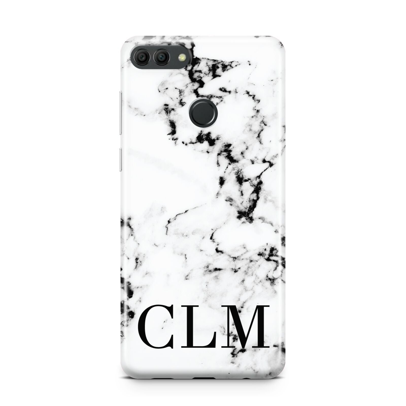Marble Black Initials Personalised Huawei Y9 2018