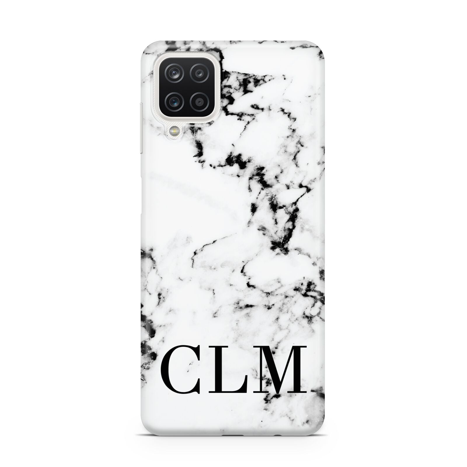 Marble Black Initials Personalised Samsung A12 Case