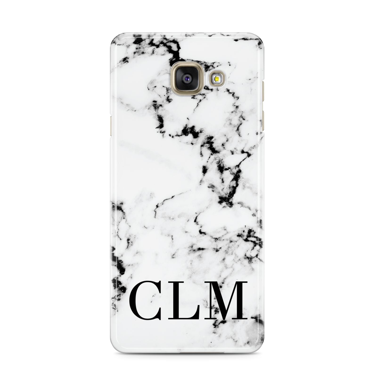 Marble Black Initials Personalised Samsung Galaxy A3 2016 Case on gold phone