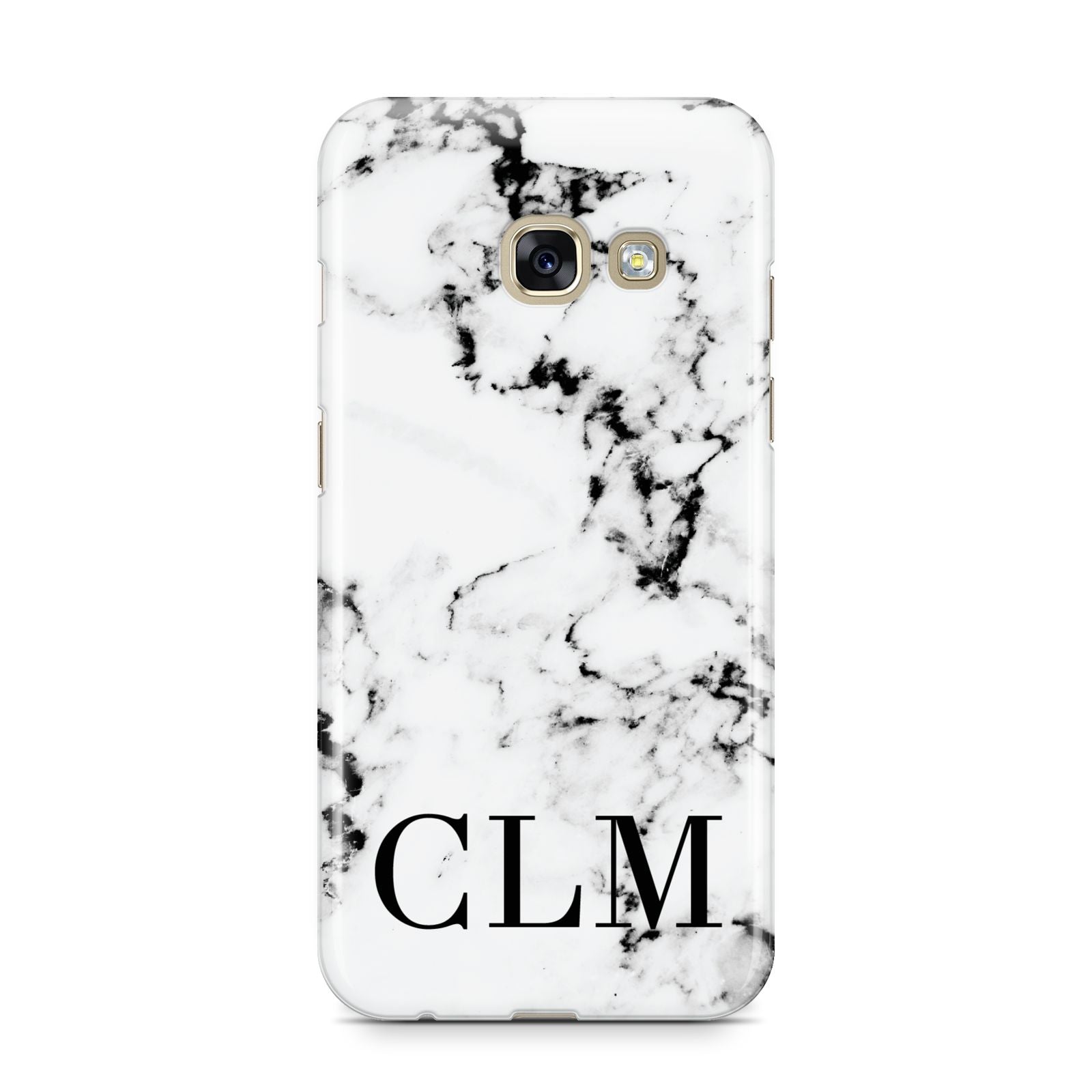 Marble Black Initials Personalised Samsung Galaxy A3 2017 Case on gold phone