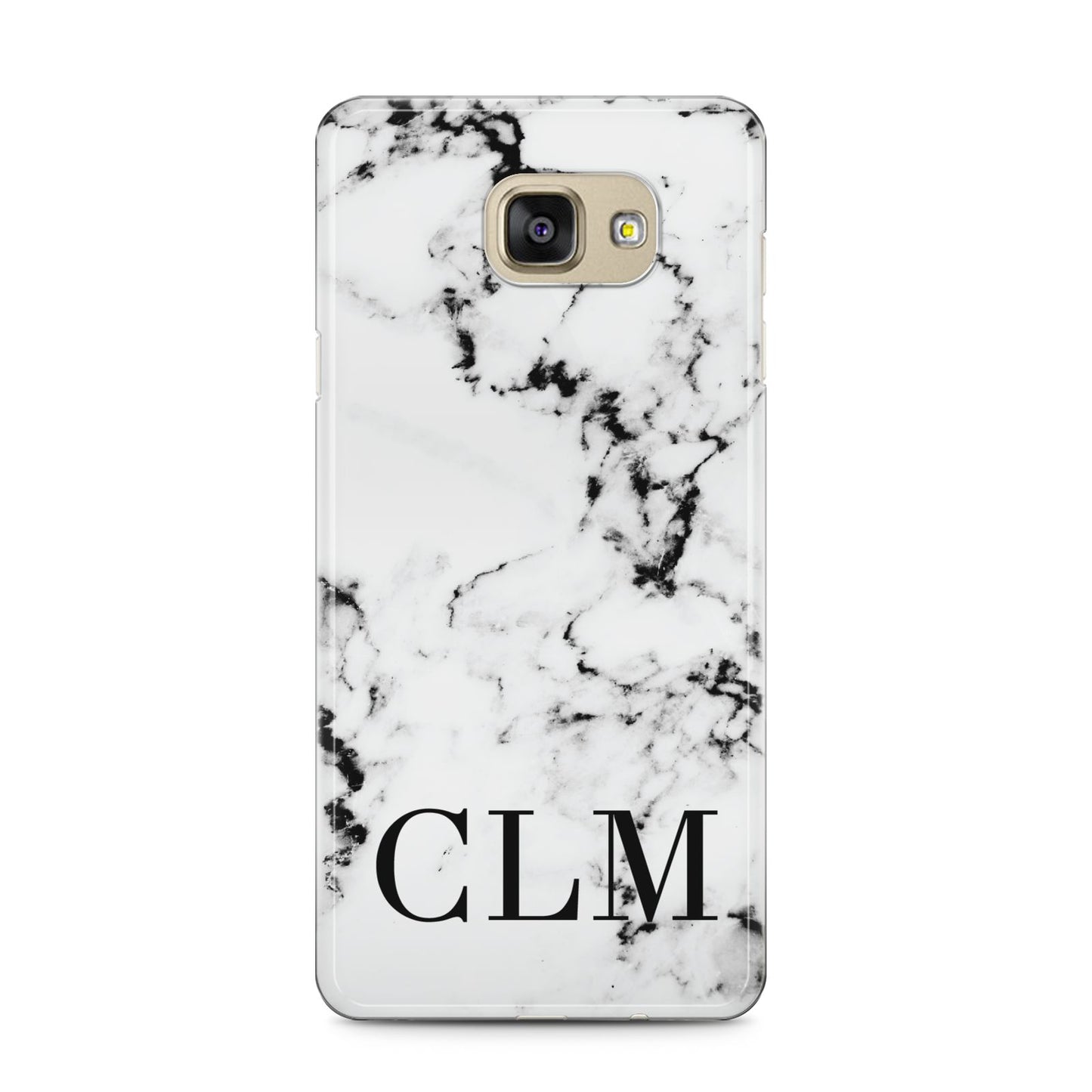 Marble Black Initials Personalised Samsung Galaxy A5 2016 Case on gold phone