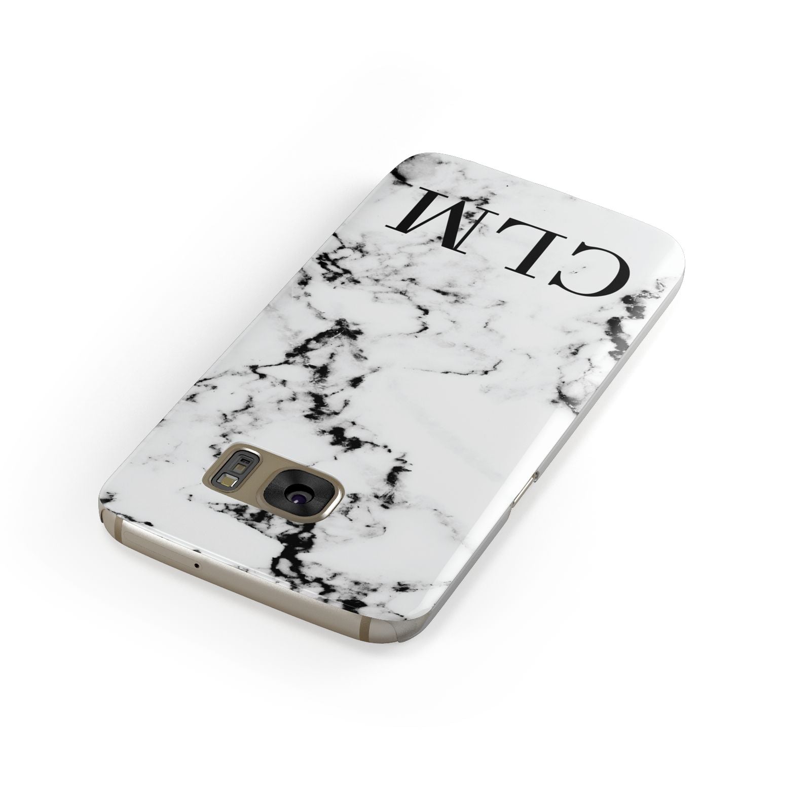 Marble Black Initials Personalised Samsung Galaxy Case Front Close Up