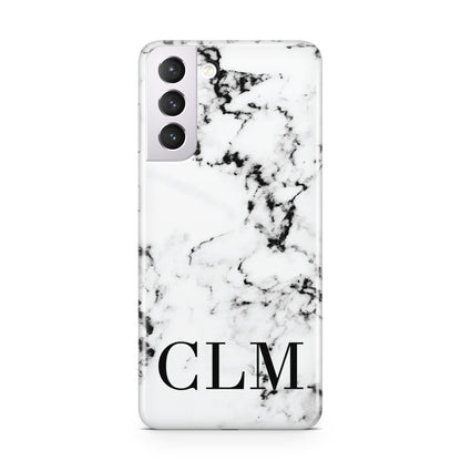Marble Black Initials Personalised Samsung S21 Case