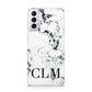 Marble Black Initials Personalised Samsung S21 Plus Case