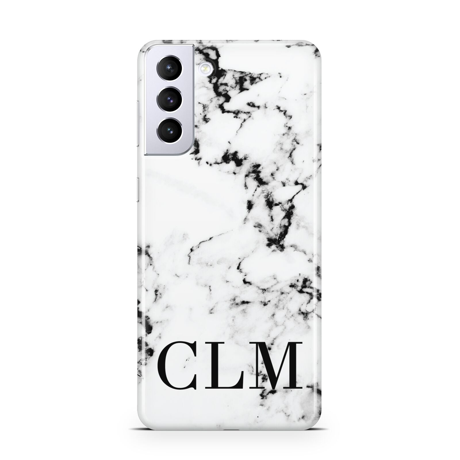 Marble Black Initials Personalised Samsung S21 Plus Case