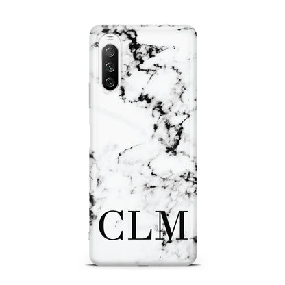 Marble Black Initials Personalised Sony Xperia 10 III Case