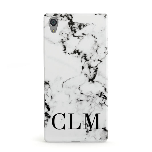 Marble Black Initials Personalised Sony Xperia Case