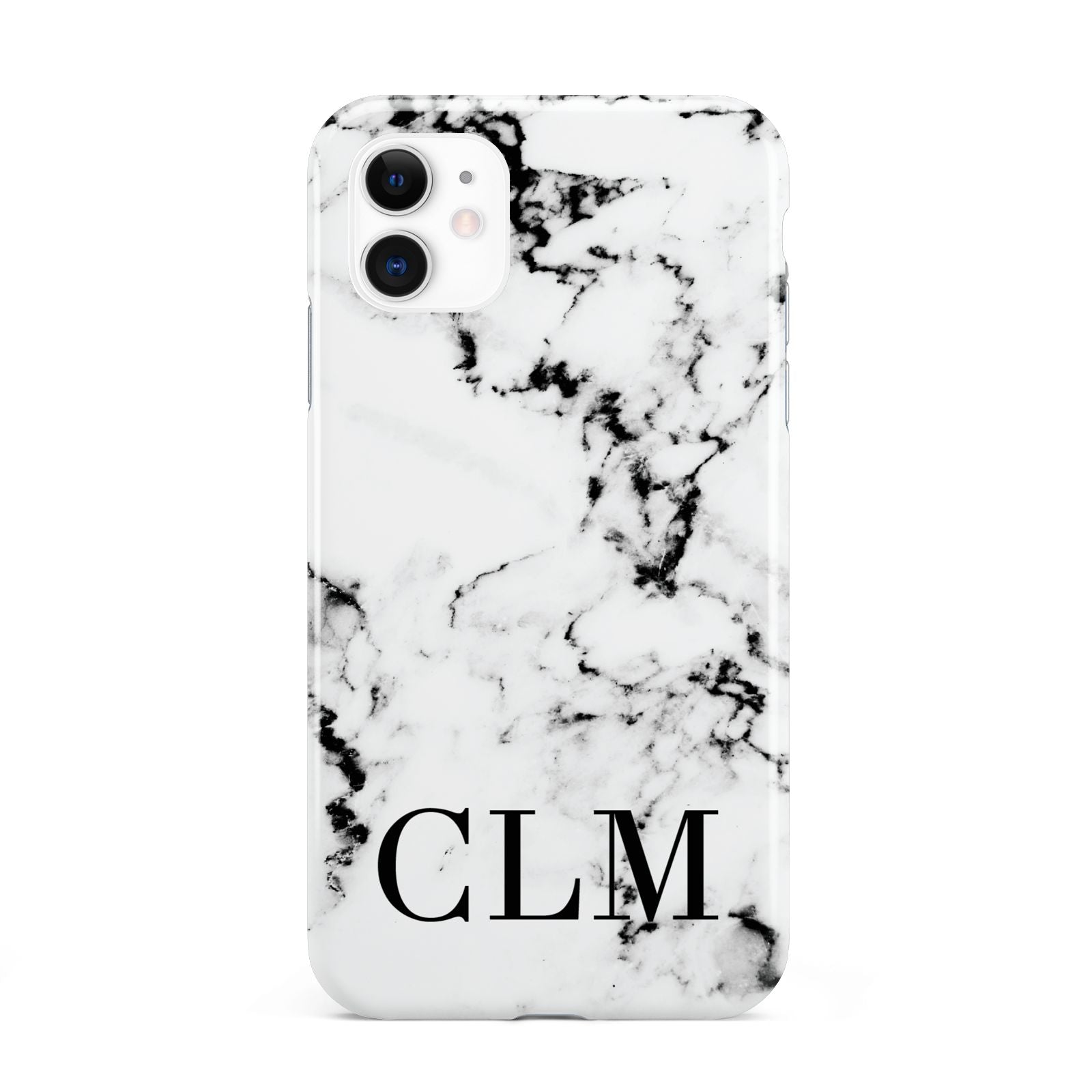 Marble Black Initials Personalised iPhone 11 3D Tough Case