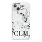 Marble Black Initials Personalised iPhone 13 Clear Bumper Case