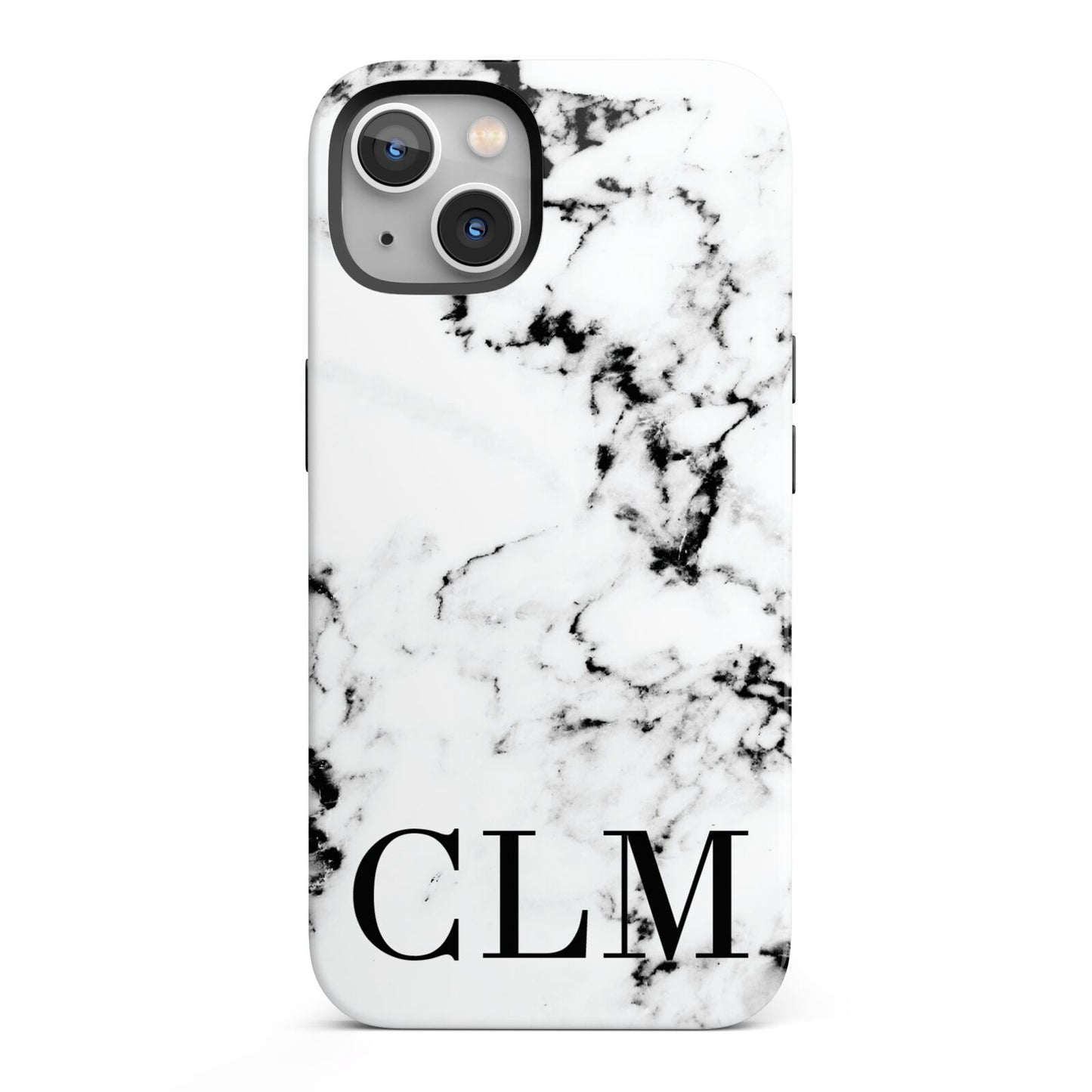 Marble Black Initials Personalised iPhone 13 Full Wrap 3D Tough Case