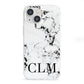 Marble Black Initials Personalised iPhone 13 Mini Clear Bumper Case