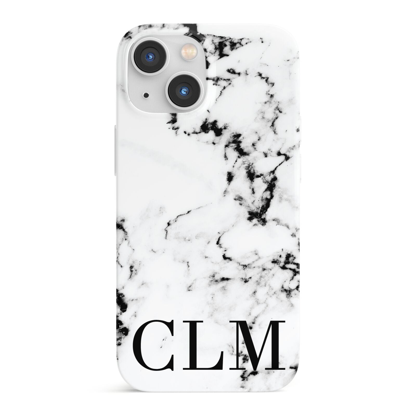 Marble Black Initials Personalised iPhone 13 Mini Full Wrap 3D Snap Case