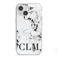 Marble Black Initials Personalised iPhone 13 Mini TPU Impact Case with White Edges