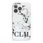 Marble Black Initials Personalised iPhone 13 Pro Clear Bumper Case