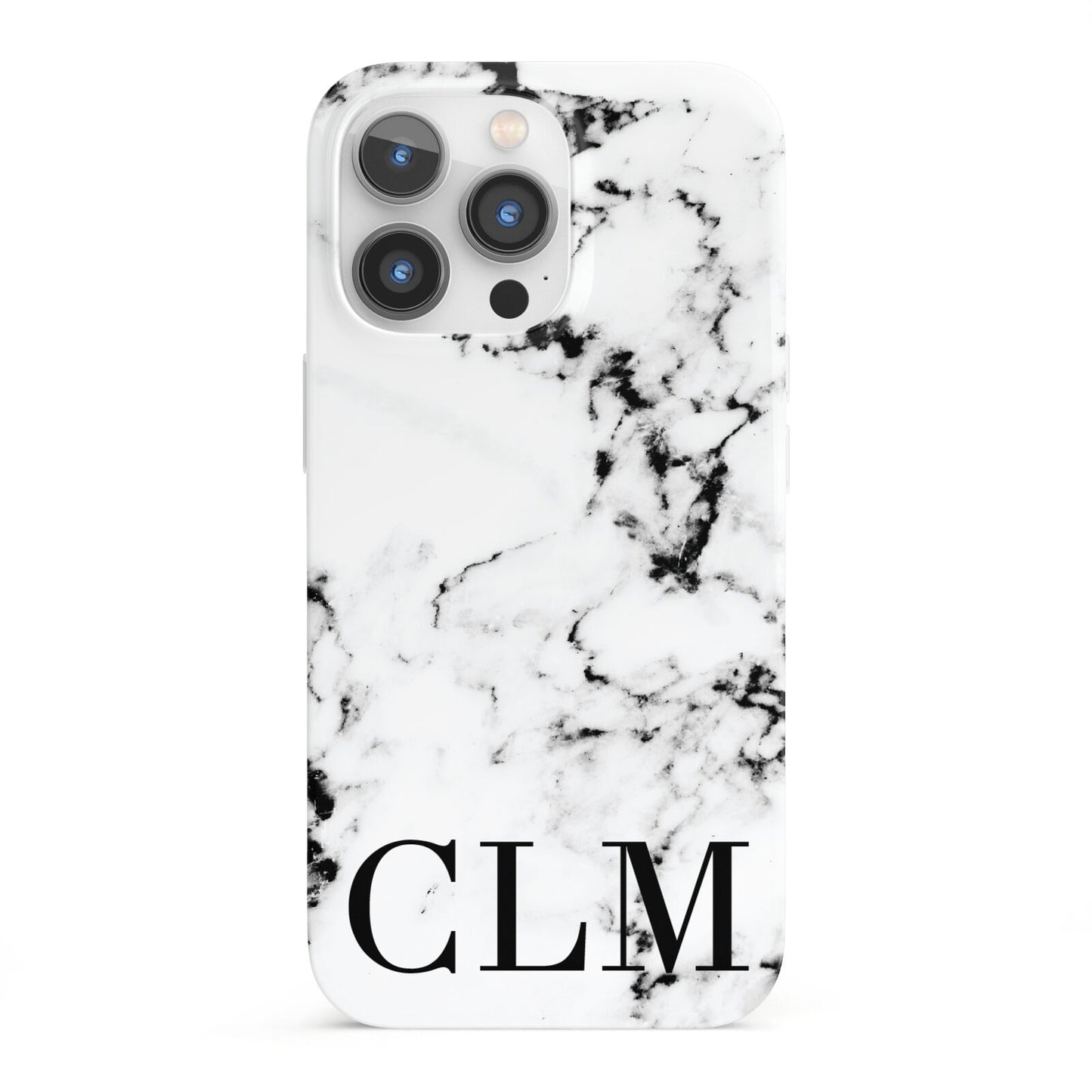 Marble Black Initials Personalised iPhone 13 Pro Full Wrap 3D Snap Case