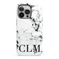 Marble Black Initials Personalised iPhone 13 Pro Full Wrap 3D Tough Case