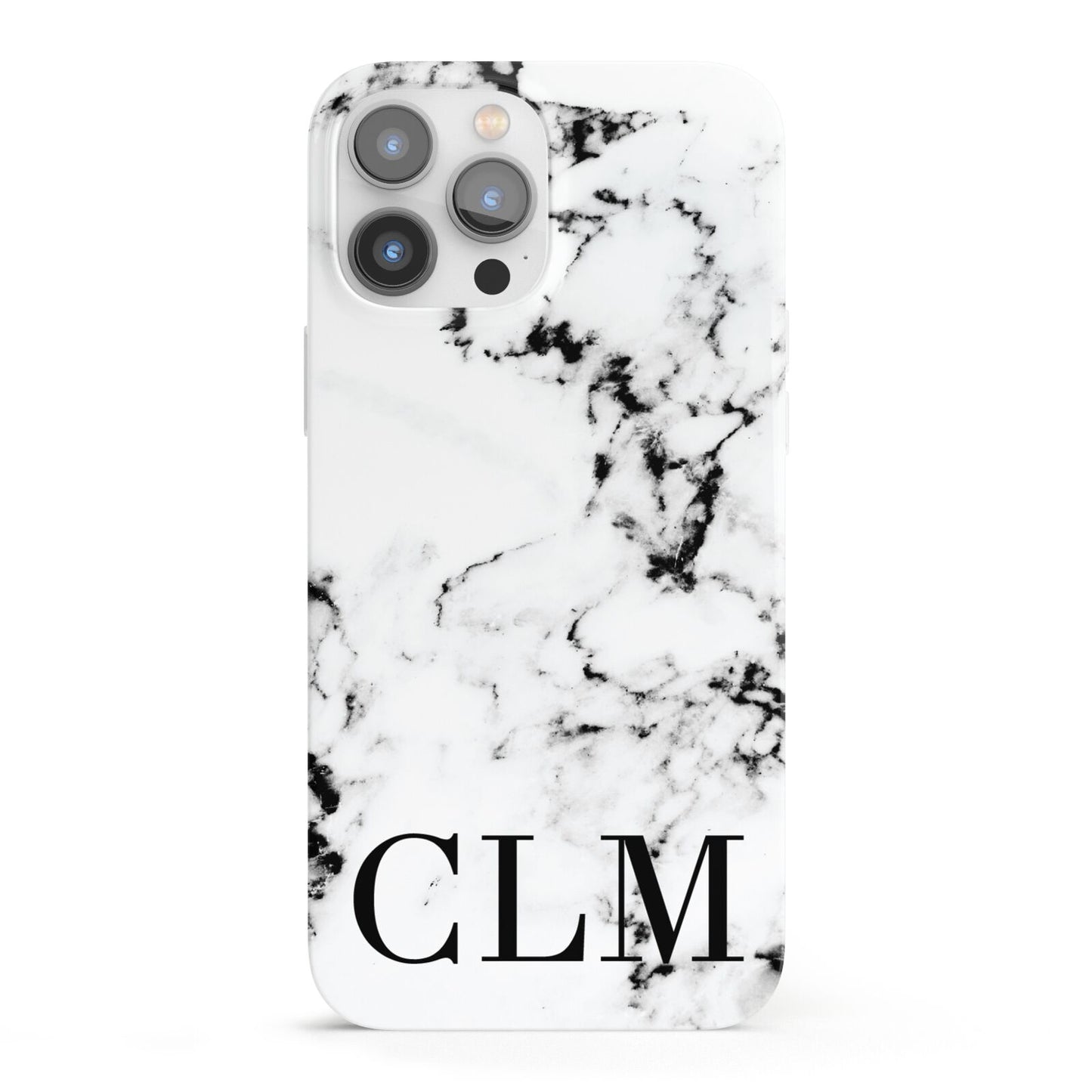 Marble Black Initials Personalised iPhone 13 Pro Max Full Wrap 3D Snap Case