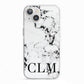 Marble Black Initials Personalised iPhone 13 TPU Impact Case with White Edges