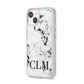 Marble Black Initials Personalised iPhone 14 Clear Tough Case Starlight Angled Image