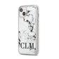 Marble Black Initials Personalised iPhone 14 Plus Clear Tough Case Starlight Angled Image