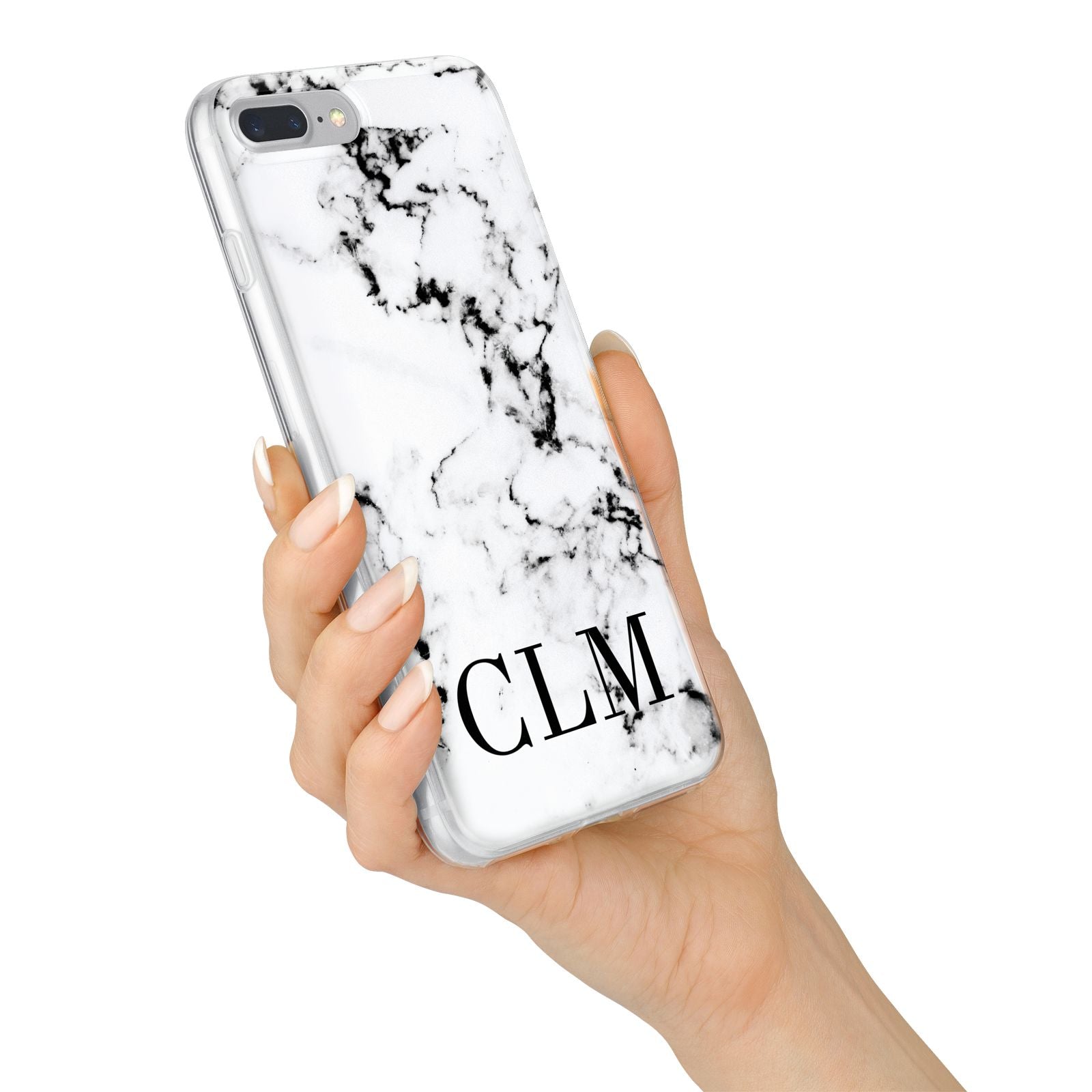 Marble Black Initials Personalised iPhone 7 Plus Bumper Case on Silver iPhone Alternative Image
