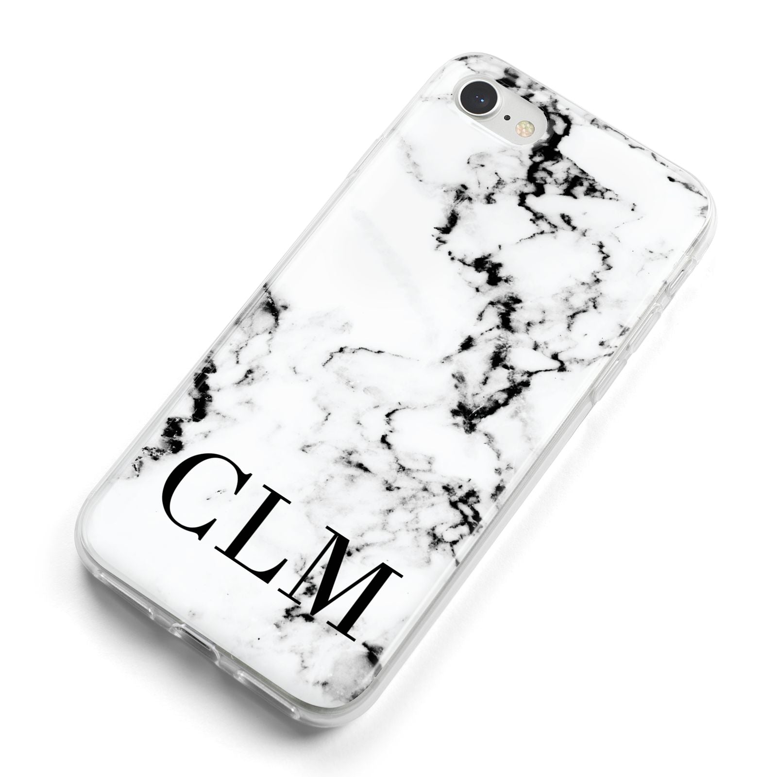 Marble Black Initials Personalised iPhone 8 Bumper Case on Silver iPhone Alternative Image