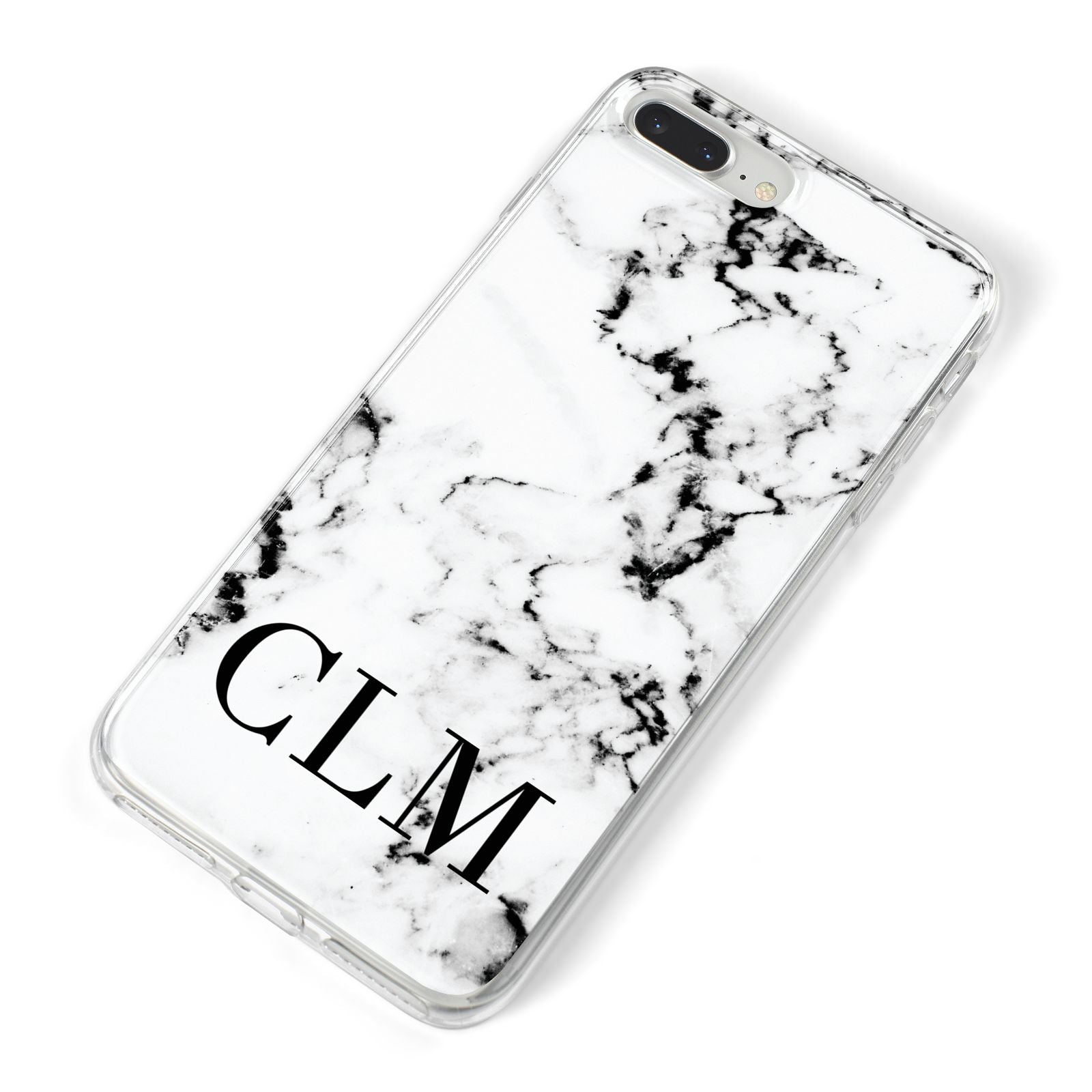 Marble Black Initials Personalised iPhone 8 Plus Bumper Case on Silver iPhone Alternative Image
