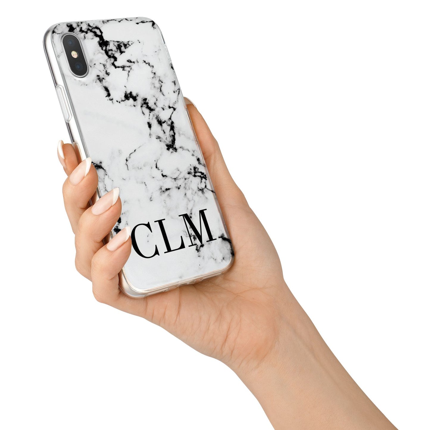 Marble Black Initials Personalised iPhone X Bumper Case on Silver iPhone Alternative Image 2