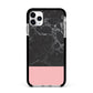 Marble Black Pink Apple iPhone 11 Pro Max in Silver with Black Impact Case