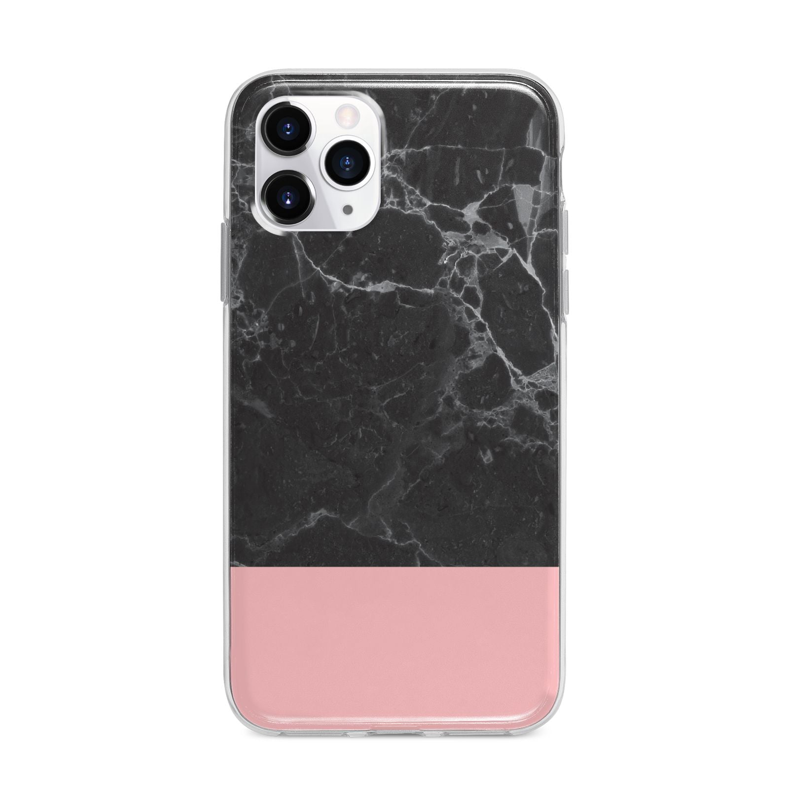 Marble Black Pink Apple iPhone 11 Pro Max in Silver with Bumper Case