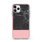 Marble Black Pink Apple iPhone 11 Pro in Silver with Pink Impact Case