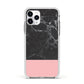 Marble Black Pink Apple iPhone 11 Pro in Silver with White Impact Case